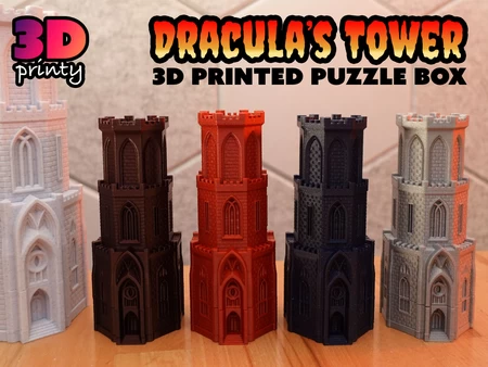 Modelo 3d de Caja de rompecabezas de la torre de drácula para impresoras 3d