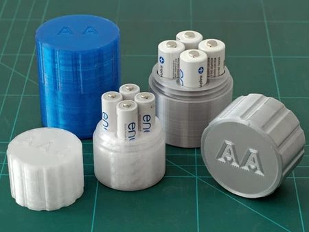  Battery cases for 4 aa or 4 aaa batteries. with screw-caps.  3d model for 3d printers