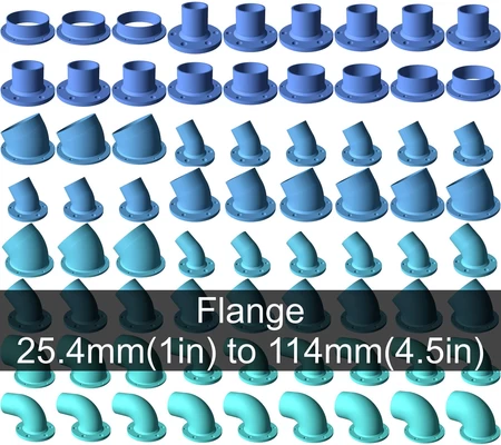  Vacuum hose flanges to connect to flat surfaces.  3d model for 3d printers