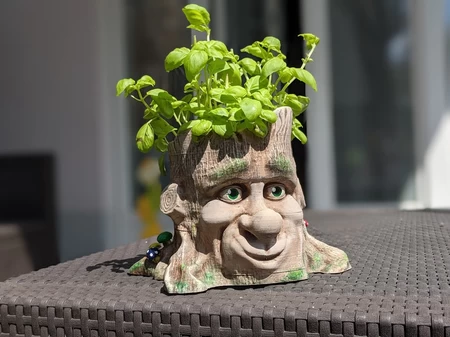  Cartoon-style tree face planter  3d model for 3d printers