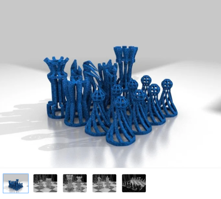  Wireframe chess set (fixed stl file)  3d model for 3d printers