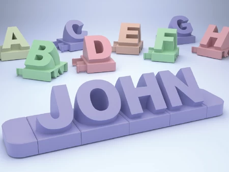  3d name from letters - standard font  3d model for 3d printers