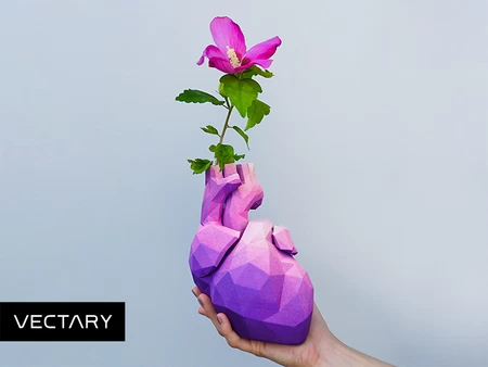 Low Poly Heart Vase