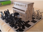 Modelo 3d de Musical de ajedrez con el piano de cuadro, de heces y de la junta para impresoras 3d