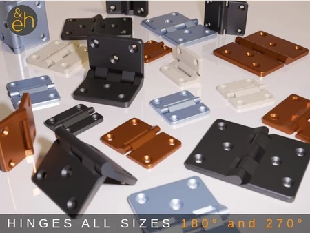 Hinges 180° and 270° - 34 Sizes, All Purpose, Print-in-Place, Ready-to-Print