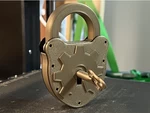  Functional dichotomous padlock with skeleton key, 100% printable, no hardware required  3d model for 3d printers