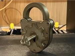  Functional dichotomous padlock with skeleton key, 100% printable, no hardware required  3d model for 3d printers