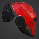 Modelo 3d de Casco inspirado en cyber red hood para impresoras 3d