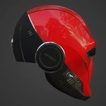 Modelo 3d de Casco inspirado en cyber red hood para impresoras 3d