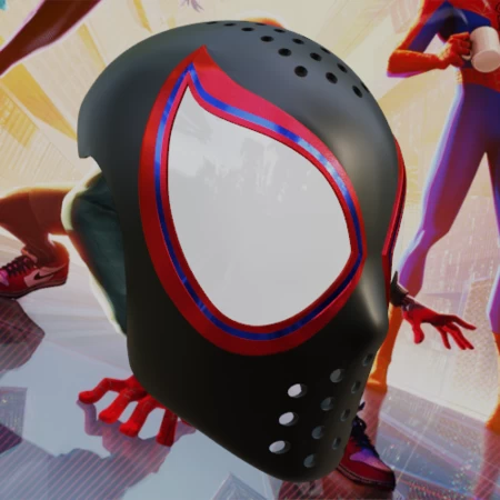 Miles Morales en el caparazón de la cara inspirado en spider verse