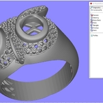  Owl ring jewelry ring with stones 3d print model  3d model for 3d printers