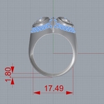  Owl ring jewelry ring with stones 3d print model  3d model for 3d printers