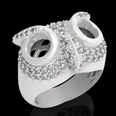 Búho anillo de la joyería anillo con piedras de impresión 3D de la modelo