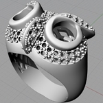  Owl ring jewelry ring with stones 3d print model  3d model for 3d printers