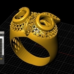  Owl ring jewelry ring with stones 3d print model  3d model for 3d printers