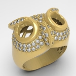  Owl ring jewelry ring with stones 3d print model  3d model for 3d printers