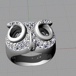  Owl ring jewelry ring with stones 3d print model  3d model for 3d printers