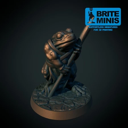  Frogfolk spearman 28mm (supportless, fdm-friendly)  3d model for 3d printers