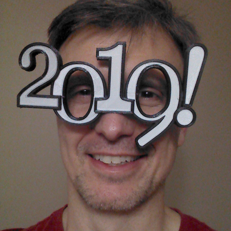 2019 New Year Eve silly glasses (with dual extruder option)
