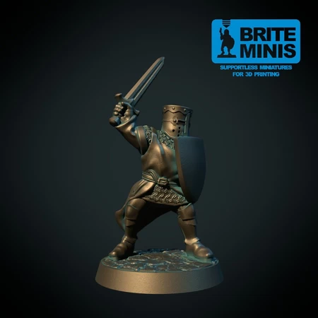  Crusader knight 28mm (supportless, fdm friendly)  3d model for 3d printers
