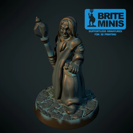  Female cleric 28mm (supportless, fdm friendly)  3d model for 3d printers