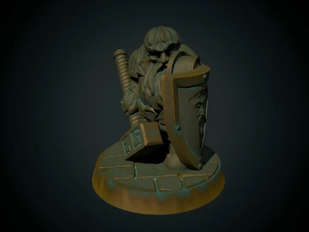 Dwarf Paladin 28mm (supportless, FDM friendly)