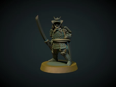 Samurai in armor 28mm (no supports needed)