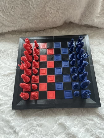 Modelo 3d de Juego de ajedrez en espiral (con tablero) para impresoras 3d