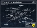 Modelo 3d de Nave estelar t-70 x-wing starfighter star wars para impresoras 3d