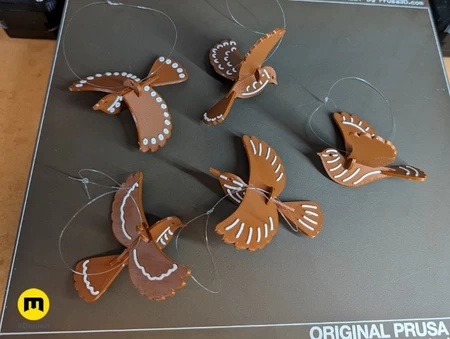  Gingerbread birds kit cards  3d model for 3d printers