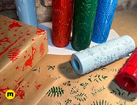 Modelo 3d de Rodillos para sellos de papel de regalo-patrones navideños para impresoras 3d
