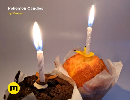   pokemon bithday candles - pikachu and eevee  3d model for 3d printers