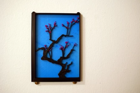  Japanese cherry tree painting - vertical  3d model for 3d printers