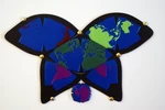  Butterfly world map - four pieces  3d model for 3d printers