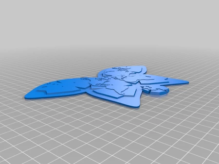 Modelo 3d de Proyección del mapa mundial de mariposas waterman para impresoras 3d