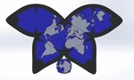  Waterman butterfly world map projection  3d model for 3d printers