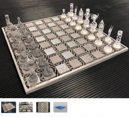 Modelo 3d de Tablero de ajedrez con triangulación de diseño para impresoras 3d