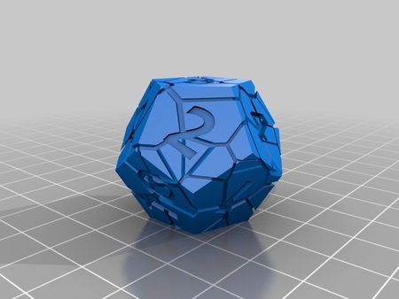 Modelo 3d de Agrietado dados de rpg conjunto (d4, d6, d8, d10, d12, d20) para impresoras 3d