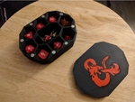  D&d dice box - 8 dice, with miniature  3d model for 3d printers