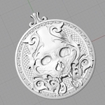  Skull pendant jewelry medallion 3d print model  3d model for 3d printers