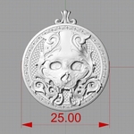  Skull pendant jewelry medallion 3d print model  3d model for 3d printers