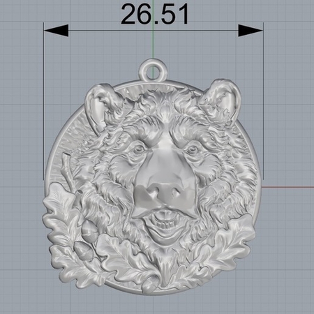  Bear head pendant medallion jewelry 3d print model  3d model for 3d printers