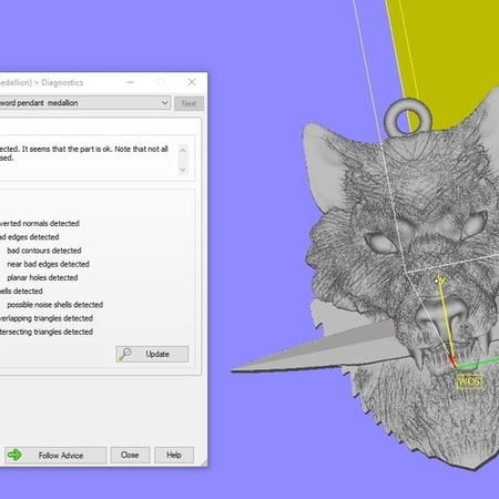 Modelo 3d de Lobo cuchillo espada colgante medallón de la joyería de la impresión 3d de la modelo para impresoras 3d