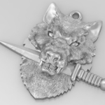 Modelo 3d de Lobo cuchillo espada colgante medallón de la joyería de la impresión 3d de la modelo para impresoras 3d