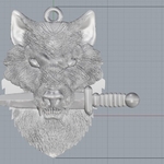  Wolf knife sword pendant medallion jewelry 3d print model  3d model for 3d printers