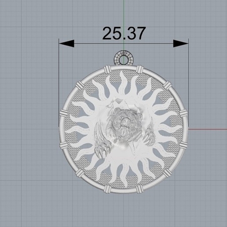 oso de la cabeza colgante medallón de la joyería de la impresión 3D de la modelo