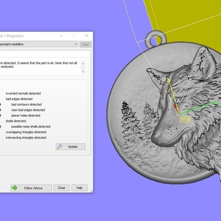  Wolf pendant medallion jewelry 3d print model  3d model for 3d printers