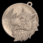 Modelo 3d de Lobo colgante medallón de la joyería de la impresión 3d de la modelo para impresoras 3d