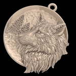  Wolf pendant medallion jewelry 3d print model  3d model for 3d printers