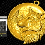 Modelo 3d de Lobo colgante medallón de la joyería de la impresión 3d de la modelo para impresoras 3d